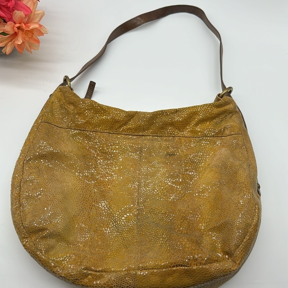 Hobo International Gold Yellow Hobo Bag Snakeskin Pattern with Leather Handle - Picture 4 of 16